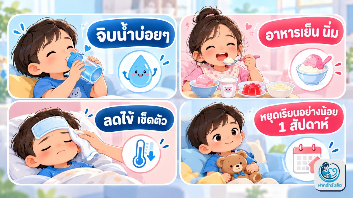 ดูแลลูกที่บ้านอย่างไรให้หายเร็ว (กรณีทั่วไป)