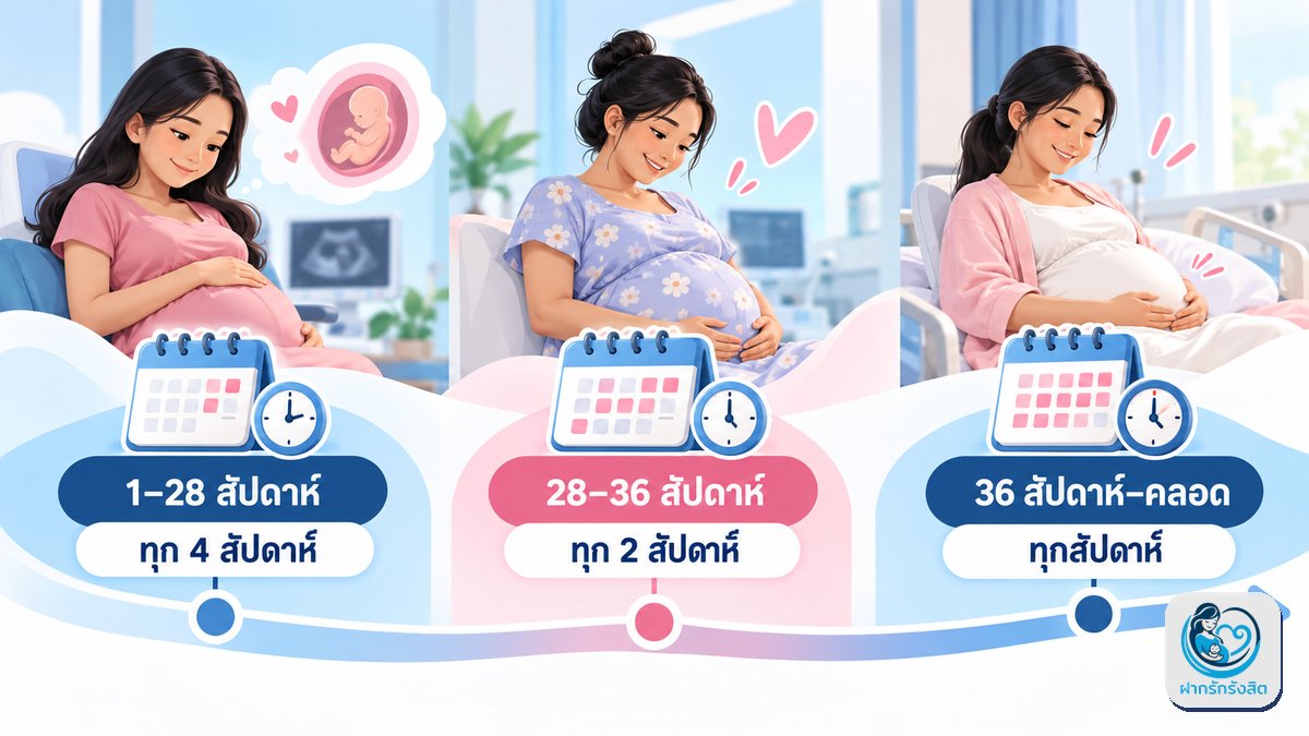 ตารางนัดฝากครรภ์โดยทั่วไป ต้องมากี่ครั้ง