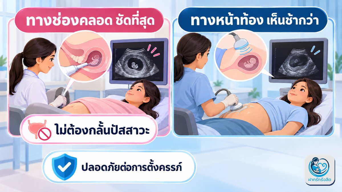 อัลตราซาวด์ทางช่องคลอดกับทางหน้าท้อง ต่างกันอย่างไร