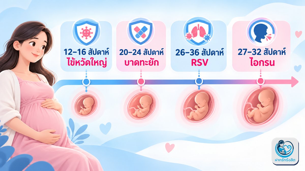 ไทม์ไลน์ฉีดวัคซีนตามอายุครรภ์