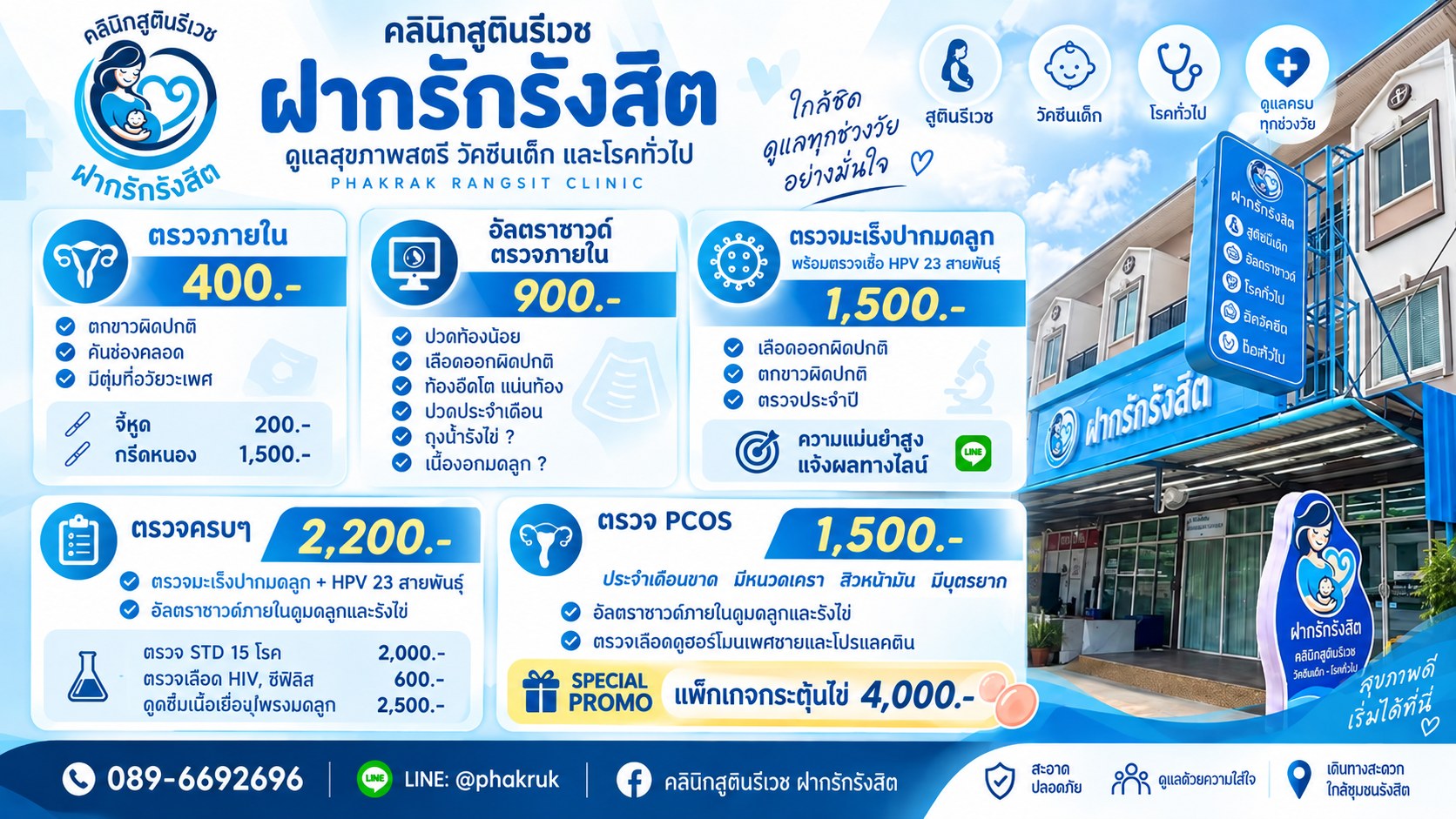 ราคา ตรวจนรีเวช/ตรวจภายใน โดย PHAKRUK