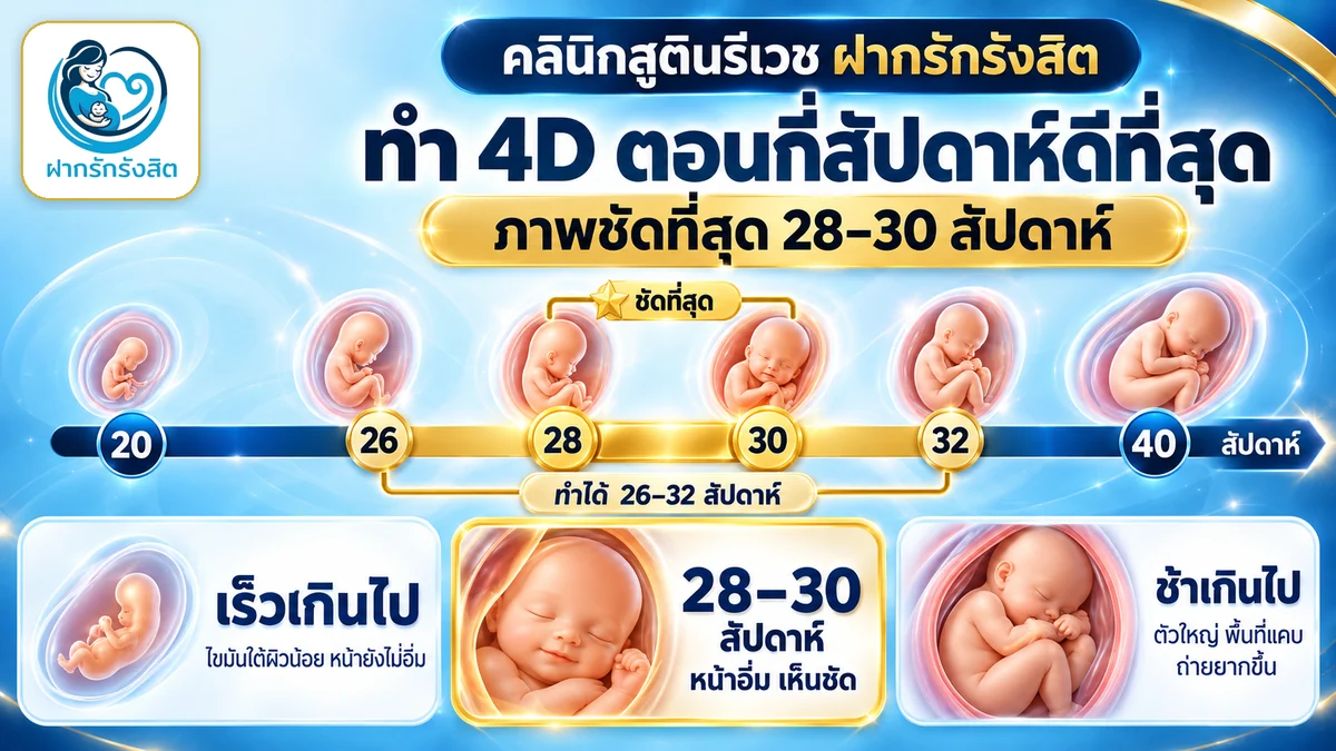 อัลตราซาวด์ 4 มิติ รังสิต ทำตอนกี่สัปดาห์ดีที่สุด 28–30 สัปดาห์ — ฝากรักรังสิต ปทุมธานี