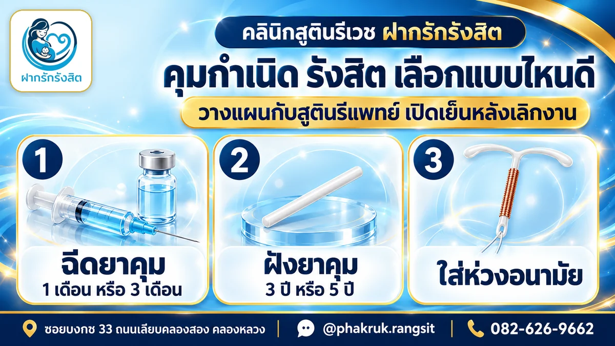 คุมกำเนิด รังสิต ฉีดยาคุม ฝังยาคุม ใส่ห่วง เลือกแบบไหนดี — ฝากรักรังสิต คลองหลวง ปทุมธานี
